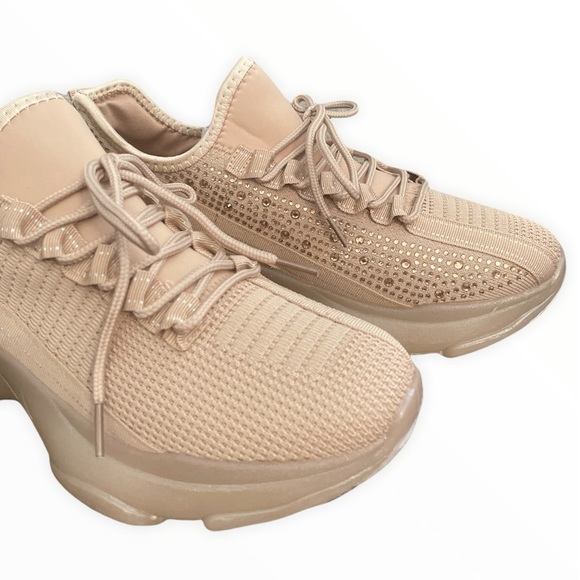 Beige Glitzy Rhinestone Embellished FlyKnit - Picture 4 of 10